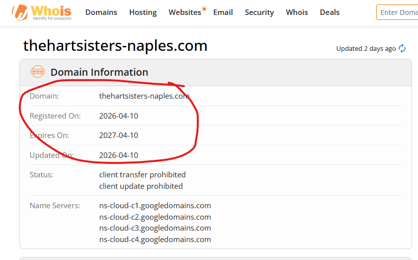 whois search results