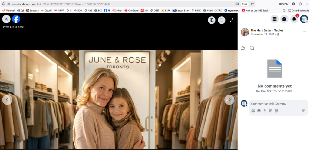 woman and child standing in front of a June & Rose Toronto sign