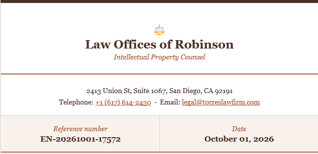 Letterhead area showing name and address details of sender