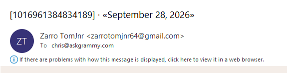 Subject line area of email